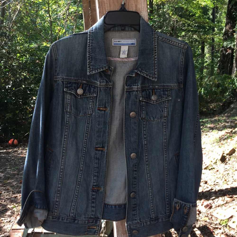 Maternity blue jean jacket